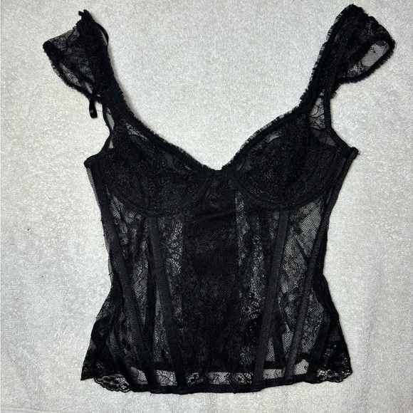 Lioness Tops - Lioness Black Lace Bustier